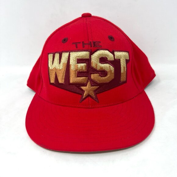 Vintage Adidas NBA Allstar Game LA The West Fitted Hat Cap Red M Embroidered GUC - Picture 1 of 8